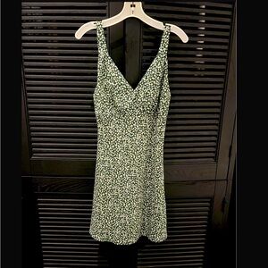 Abercrombie & Fitch Wide Strap Floral Green Slip Mini Dress